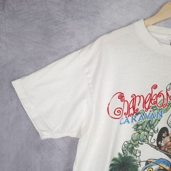 Vintage Jimmy Buffett Shirt Mens XL Giant Tag Double Sided Chameleon Caravan 90s - Picture 4 of 16